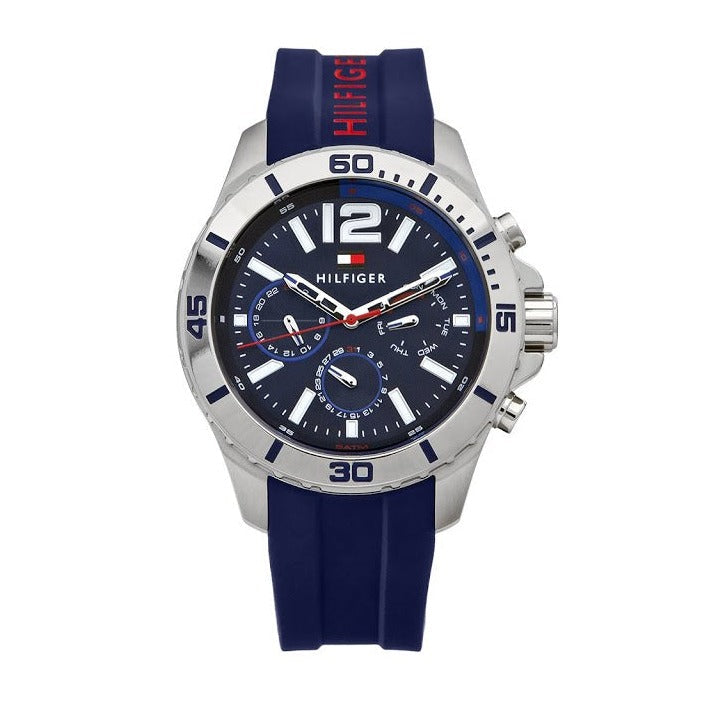  Shop Authentic Tommy Hilfiger Nolan Chronograph Blue Dial Blue Rubber Strap Watch for Men - 1791142 - Luxxuri