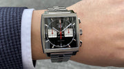  Shop Authentic Tag Heuer Monaco Automatic Chronograph Blue Dial Silver Steel Strap Watch for Men - CBL2111.BA0644 - Luxxuri