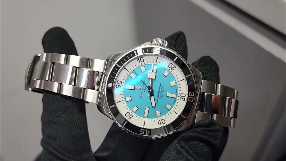  Shop Authentic Breitling Superocean Automatic 44mm Turquoise Dial Silver Steel Strap Watch for Men - A17376211L2A1 - Luxxuri