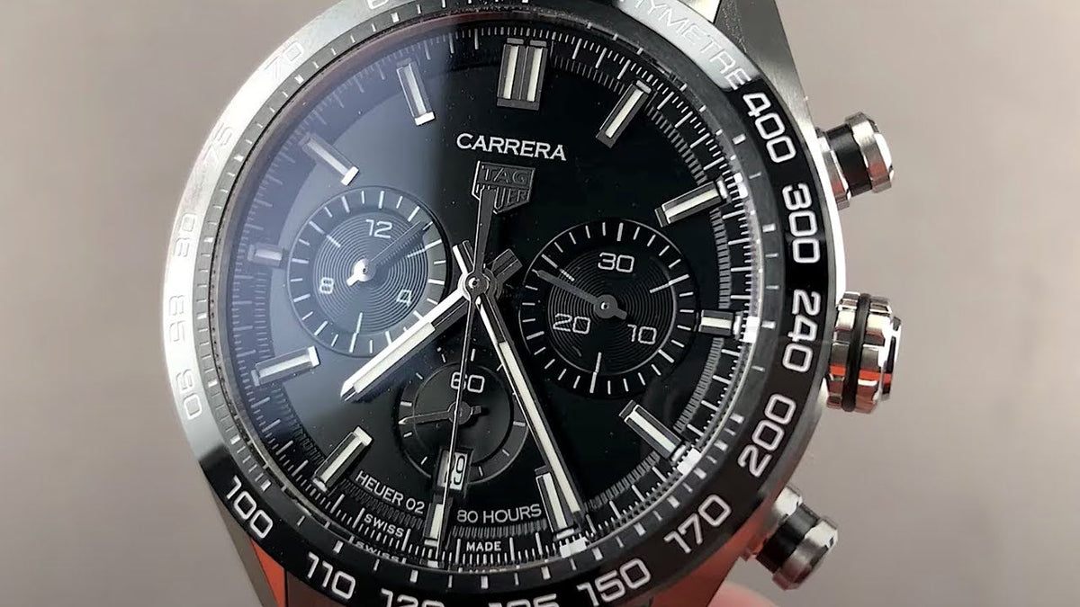  Shop Authentic Tag Heuer Carrera Automatic Chronograph Black Dial Silver Steel Strap Watch for Men - CBN2A1B.BA0643 - Luxxuri