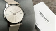 Shop Authentic Calvin Klein City White Dial White Leather Strap Watch for Women - K2G231XH - Luxxuri