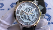  Shop Authentic Fossil Townsman Automatic Skeleton Silver Dial Black Leather Strap Watch for Men - ME3041 - Luxxuri
