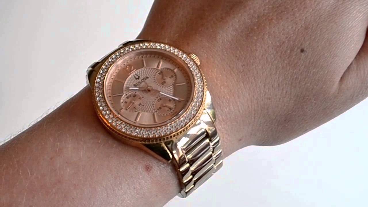  Shop Authentic Bulova Crystal Silver Dial Rose Gold Steel Strap Watch for Women - 97N101 - Luxxuri