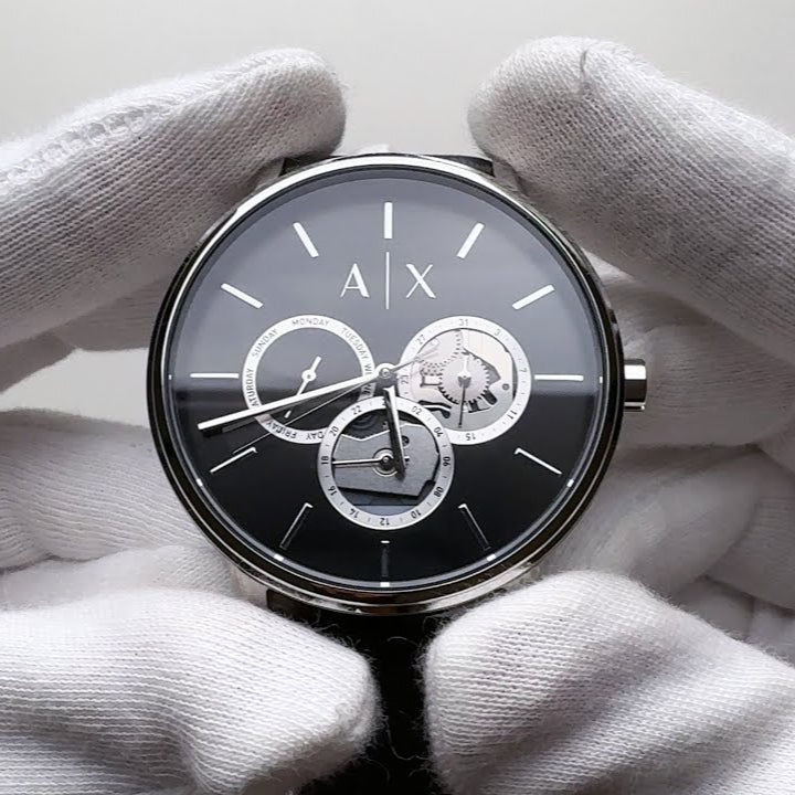  Shop Authentic Armani Exchange Cayde Chronograph Black Dial Black Leather Strap Watch for Men - AX2745 - Luxxuri
