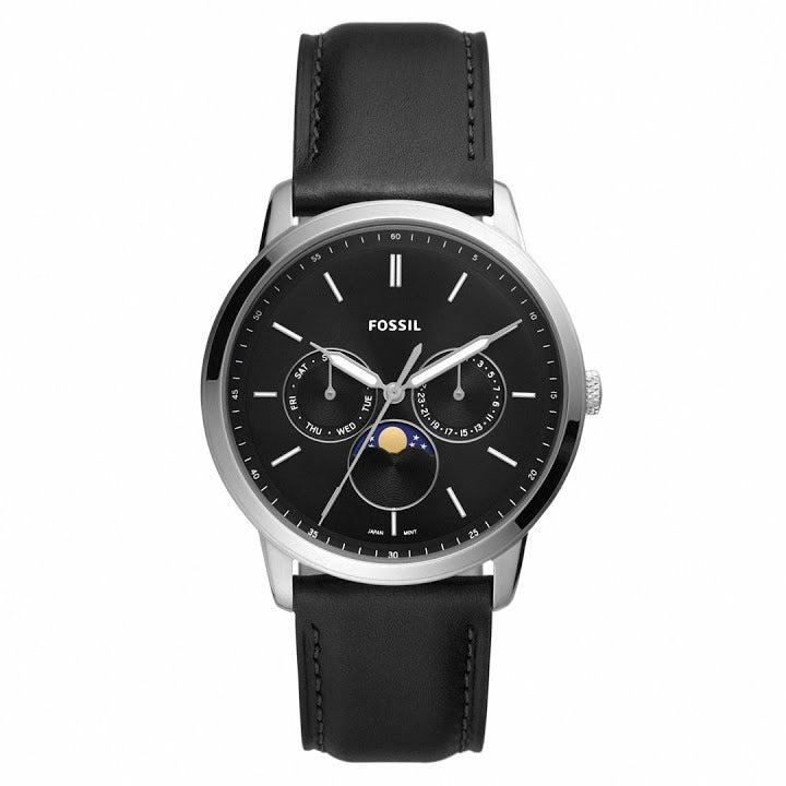  Shop Authentic Fossil Neutra Minimalist Moonphase Black Dial Black Leather Strap Watch for Men - FS5904 - Luxxuri