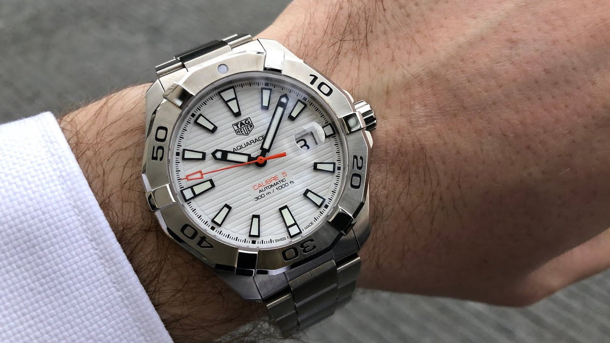  Shop Authentic Tag Heuer Aquaracer Calibre 5 Automatic White Dial Silver Steel Strap Watch for Men - WAY2013.BA0927 - Luxxuri