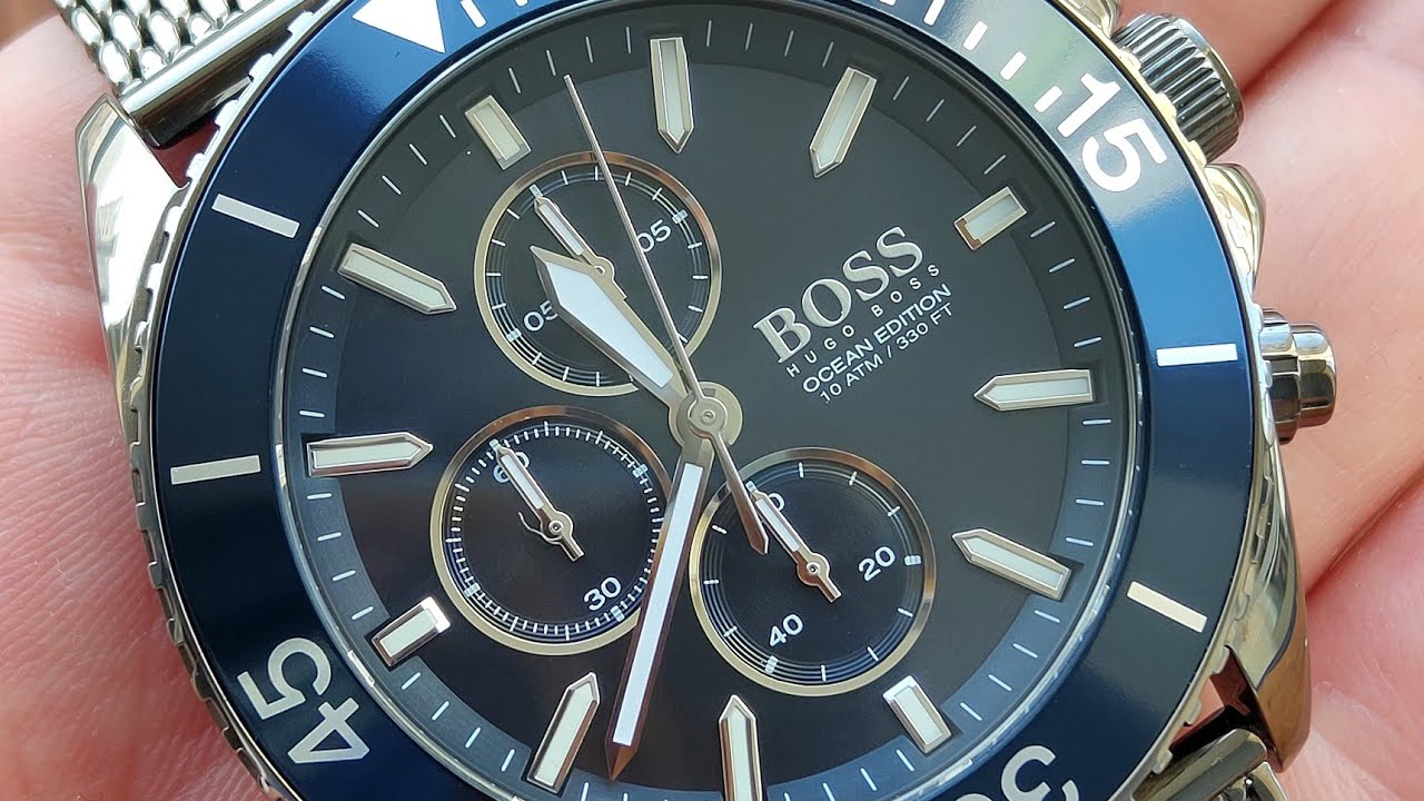  Shop Authentic Hugo Boss Ocean Edition Blue Dial Black Mesh Bracelet Watch for Men - 1513702 - Luxxuri