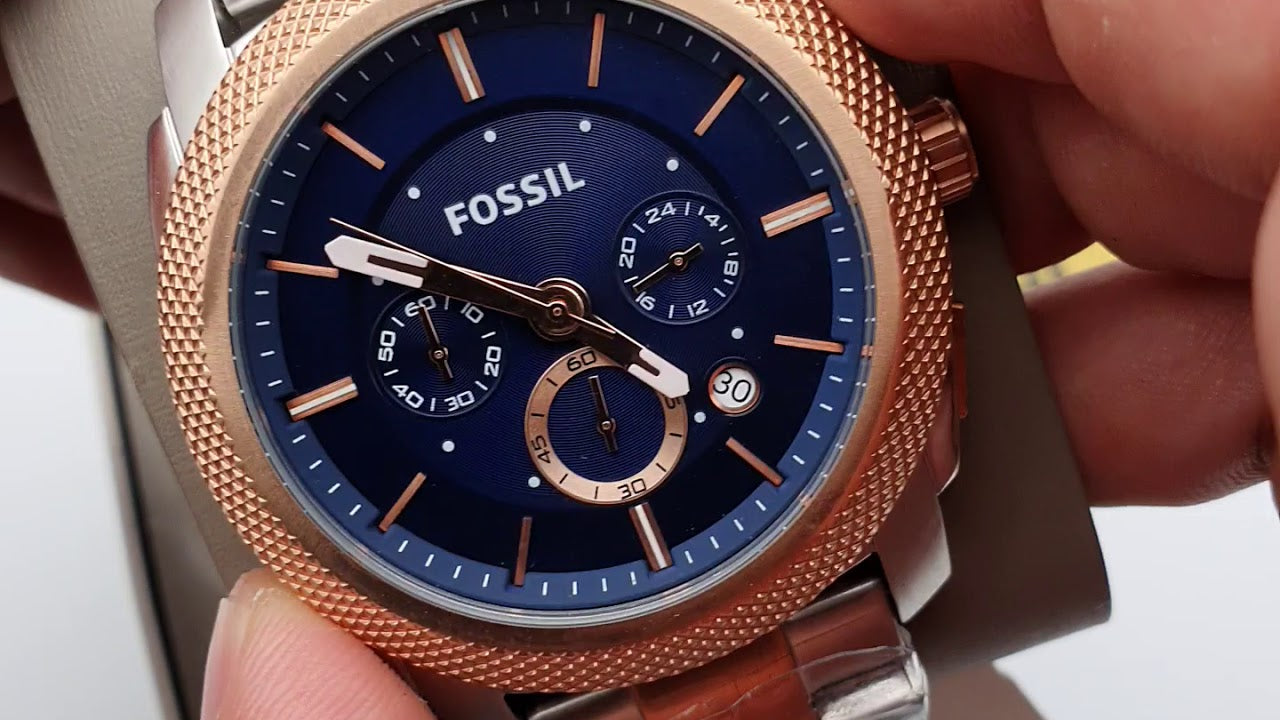  Shop Authentic Fossil Machine Blue Dial Two Tone Steel Strap Watch for Men - FS5037 - Luxxuri