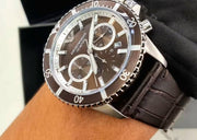  Shop Authentic Emporio Armani Diver Chronograph Brown Dial Brown Leather Strap Watch For Men - AR11486 - Luxxuri