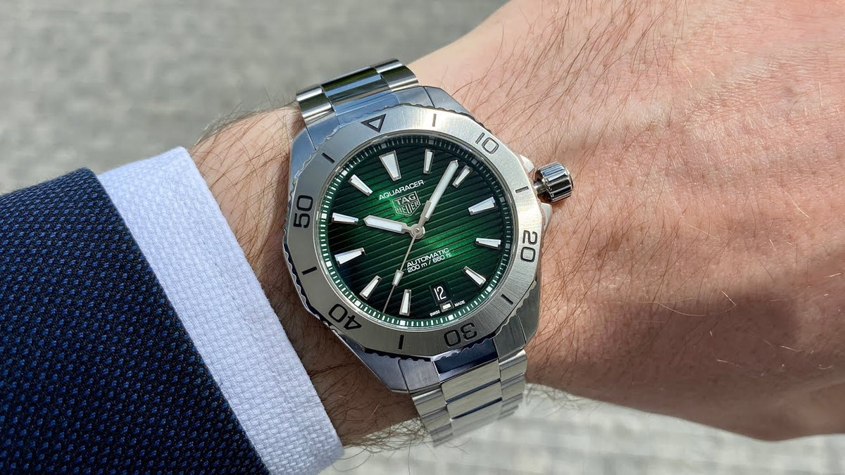  Shop Authentic Tag Heuer Aquaracer Professional 200 Automatic Green Dial Silver Steel Strap Watch for Men - WBP2115.BA0627 - Luxxuri