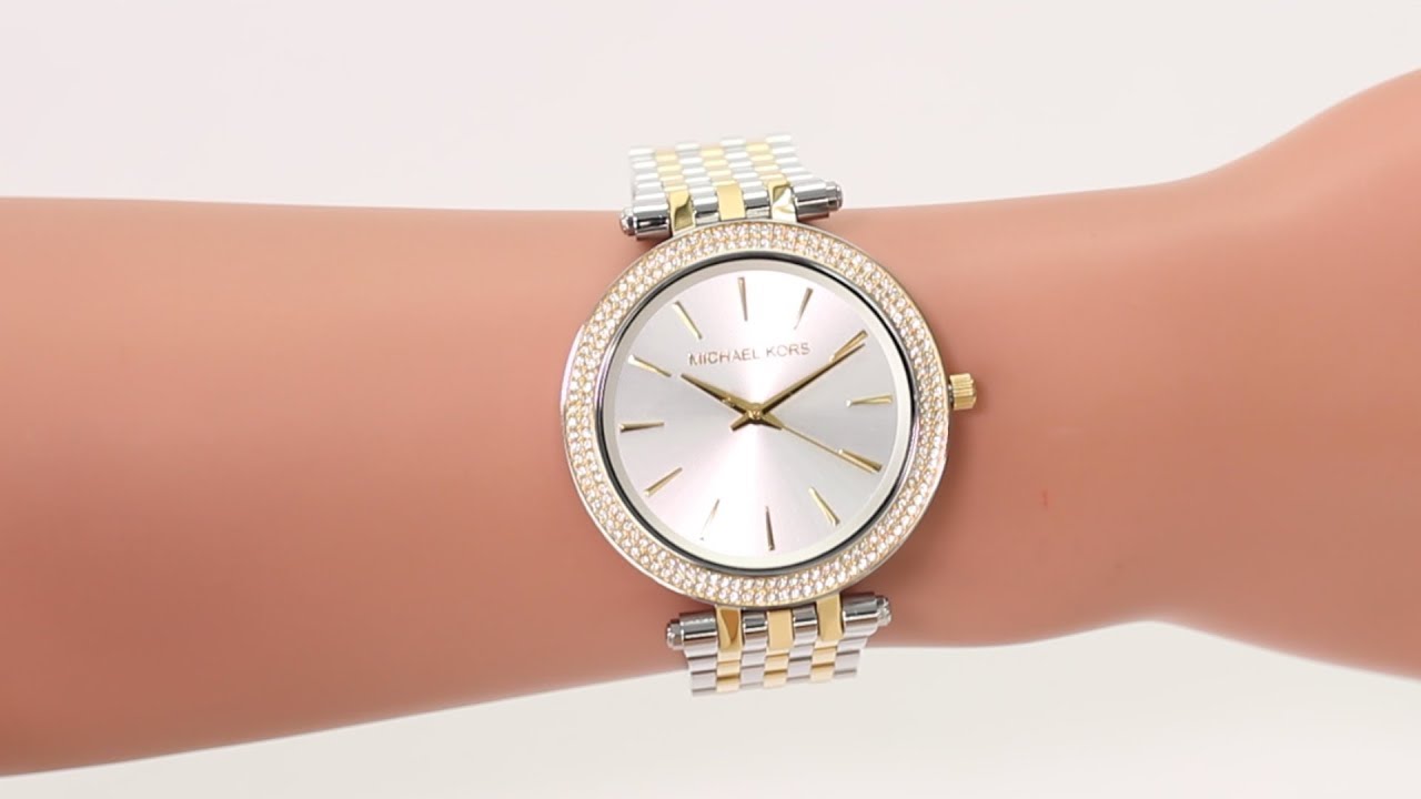  Shop Authentic Michael Kors Darci Silver Dial Two Tone Stainless Steel Strap Watch for Women - MK3215 - Luxxuri