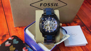  Shop Authentic Fossil Modern Machine Automatic Skeleton Blue Dial Two Tone Steel Strap Watch for Men - ME3133 - Luxxuri