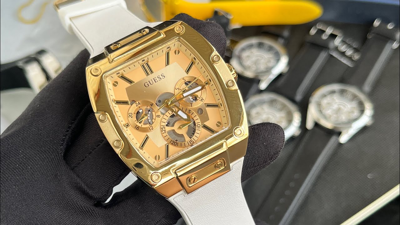  Shop Authentic Guess Phoenix Multifunction Gold Dial White Leather Strap Watch for Men - GW0202G6 - Luxxuri