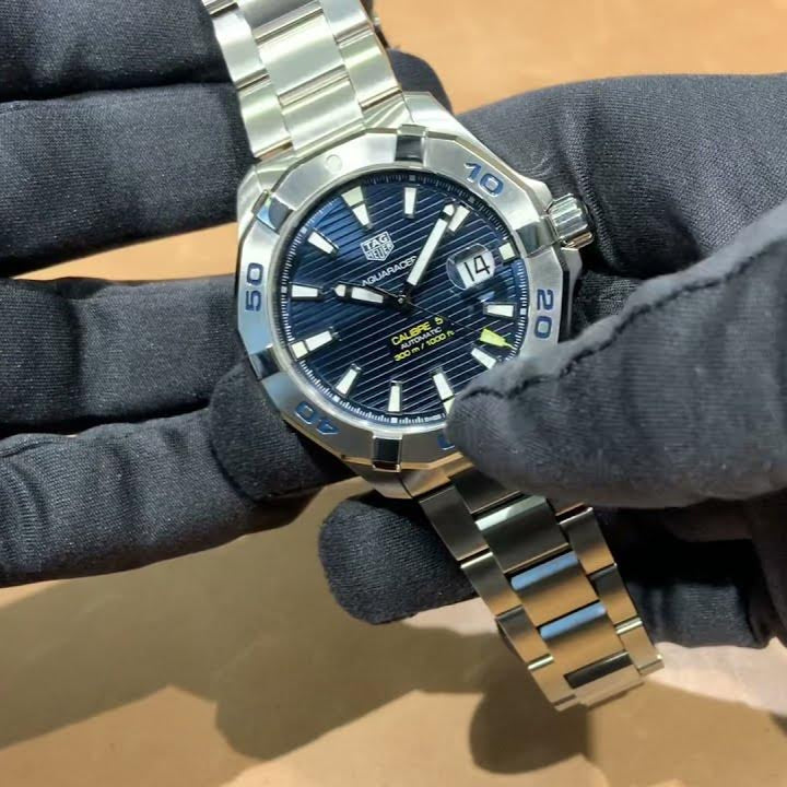  Shop Authentic Tag Heuer Aquaracer Calibre 5 Automatic Blue Dial Silver Steel Strap Watch for Men - WAY2012.BA0927 - Luxxuri