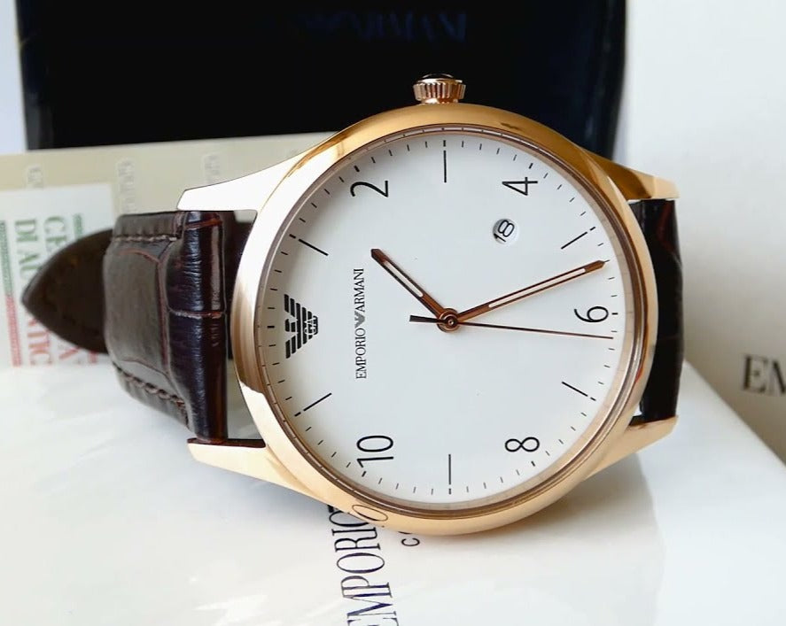  Shop Authentic Emporio Armani Beta Chronograph White Dial Brown Leather Strap Watch For Men - AR1915 - Luxxuri
