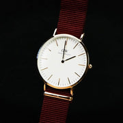 Shop Authentic Daniel Wellington Classic Roselyn White Dial Maroon Nylon Strap Watch For Women - DW00100267 - Luxxuri