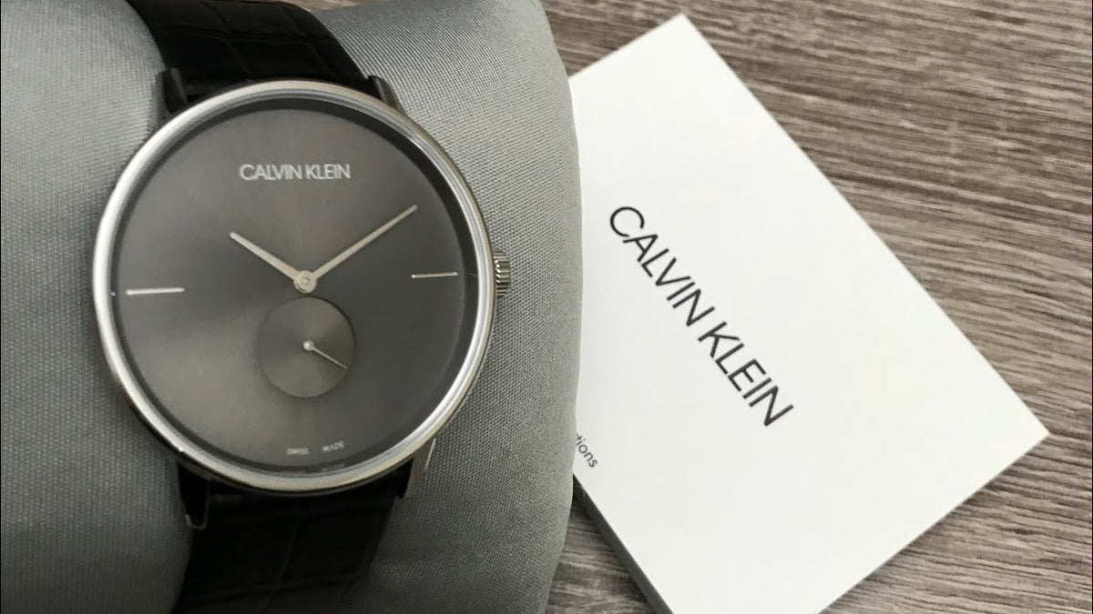  Shop Authentic Calvin Klein Accent Black Dial Black Leather Strap Watch for Men - K2Y211C3 - Luxxuri