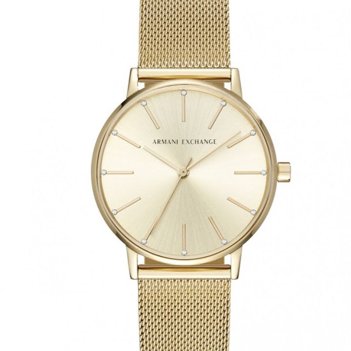  Shop Authentic Armani Exchange Lola Analog Gold Dial Gold Mesh Strap Watch For Women - AX5536 - Luxxuri
