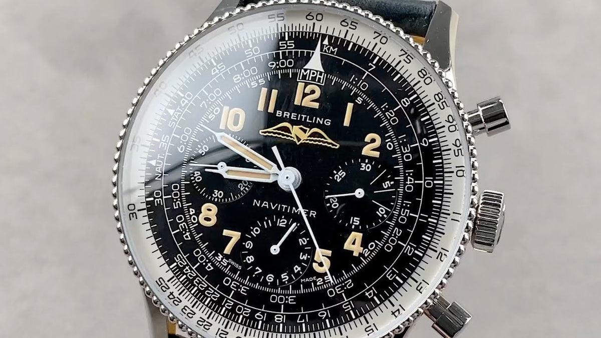  Shop Authentic Breitling Navitimer Ref. 806 1959 Re-Edition Black Dial Brown Leather Strap Watch for Men - AB0910371B1X1 - Luxxuri