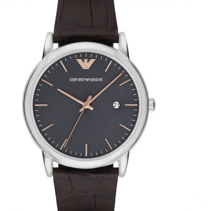  Shop Authentic Emporio Armani Luigi Quartz Gray Dial Brown Leather Strap Watch For Men - AR1996 - Luxxuri