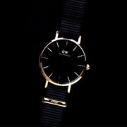  Shop Authentic Daniel Wellington Petite Cornwall Black Dial Black Nylon Strap Watch for Women - DW00100247 - Luxxuri