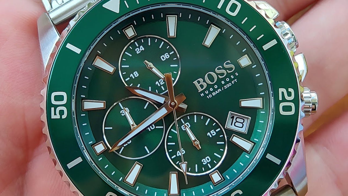  Shop Authentic Hugo Boss Admiral Green Dial Silver Mesh Bracelet Watch for Men - 1513905 - Luxxuri