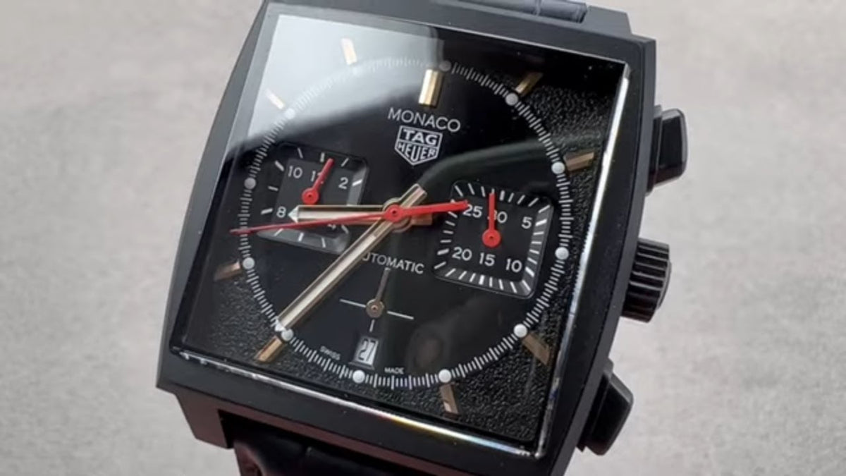  Shop Authentic Tag Heuer Monaco Automatic Chronograph Black Dial Black Leather Strap Watch for Men - CBL2180.FC6497 - Luxxuri