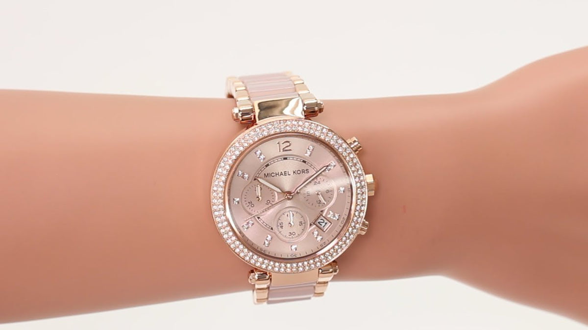  Shop Authentic Michael Kors Parker Pink Dial Two Tone Steel Strap Watch for Women - MK5896 - Luxxuri