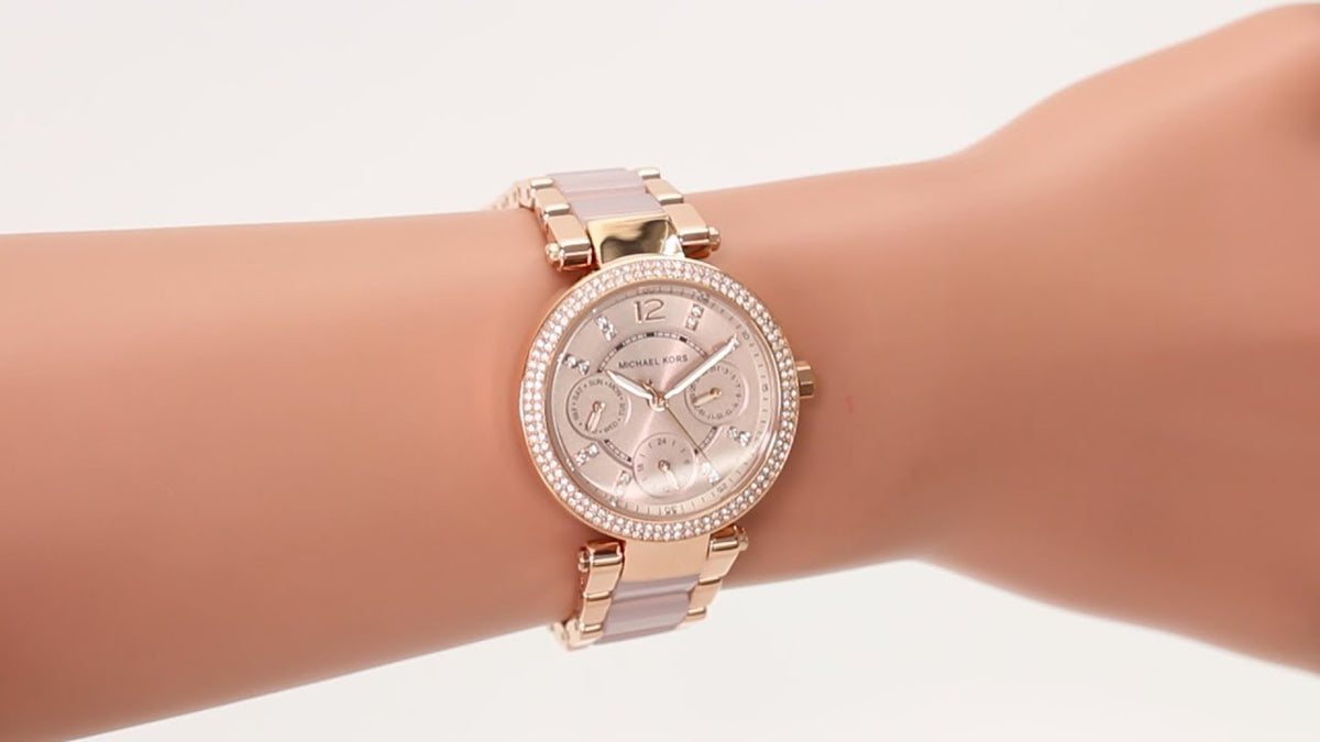  Shop Authentic Michael Kors Parker Pink Dial Two Tone Steel Strap Watch for Women - MK6110 - Luxxuri