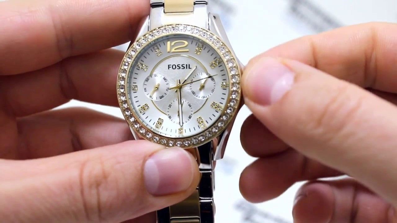  Shop Authentic Fossil Riley White Dial Two Tone Steel Strap Watch for Women - ES3204 - Luxxuri