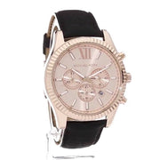  Shop Authentic Michael Kors Lexington Chronograph Rose Gold Dial Black Leather Strap Watch For Men - MK8516 - Luxxuri