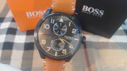  Shop Authentic Hugo Boss Aeroliner Maxx Chronograph Black Dial Brown Leather Strap Watch For Men - 1513082 - Luxxuri