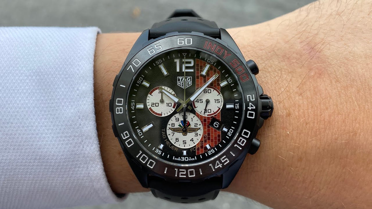  Shop Authentic Tag Heuer Formula 1 Indy 500 Limited Edition Chronograph Black Dial Black Rubber Strap Watch for Men - CAZ101AD.FT8024 - Luxxuri