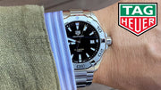  Shop Authentic Tag Heuer Aquaracer Black Dial Silver Steel Strap Watch for Men - WBD1110.BA0928 - Luxxuri