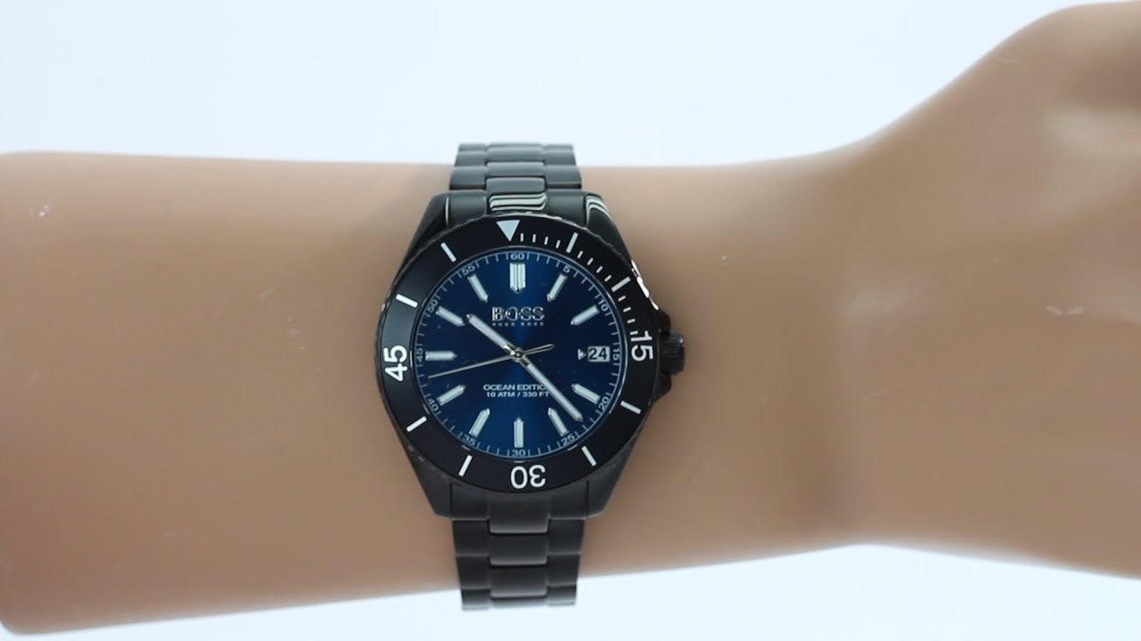  Shop Authentic Hugo Boss Ocean Edition Navy Blue Dial Black Steel Strap Watch for Men - 1513743 - Luxxuri
