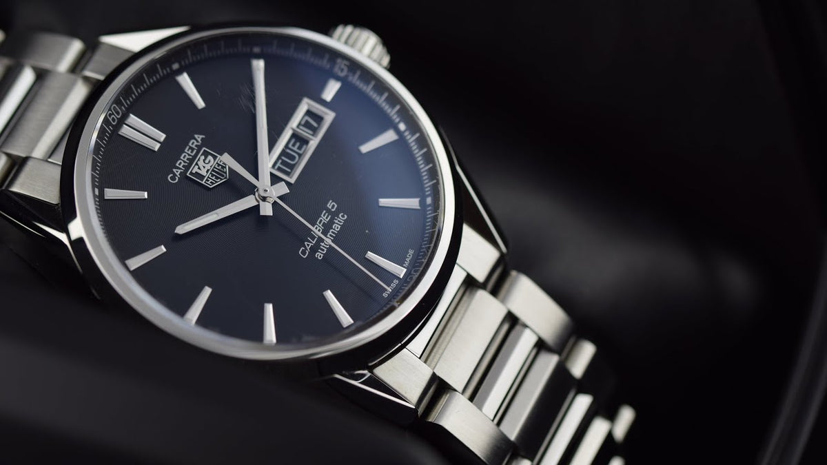  Shop Authentic Tag Heuer Carrera Calibre 5 Automatic Black Dial Silver Steel Strap Watch for Men - WAR201A.BA0723 - Luxxuri