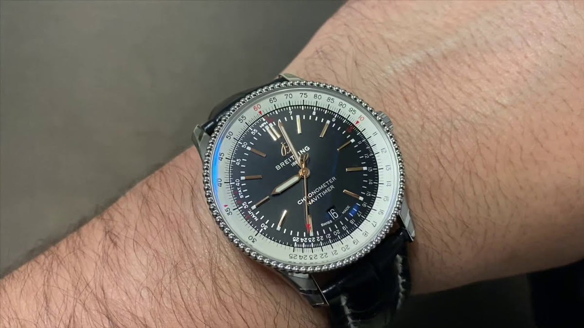  Shop Authentic Breitling Navitimer 1 Automatic 41mm Black Dial Black Leather Strap Mens Watch - A17326211B1P2 - Luxxuri