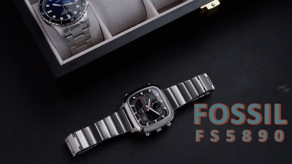  Shop Authentic Fossil Retro Analog-Digital Black Dial Silver Steel Strap Watch for Men - FS5890 - Luxxuri
