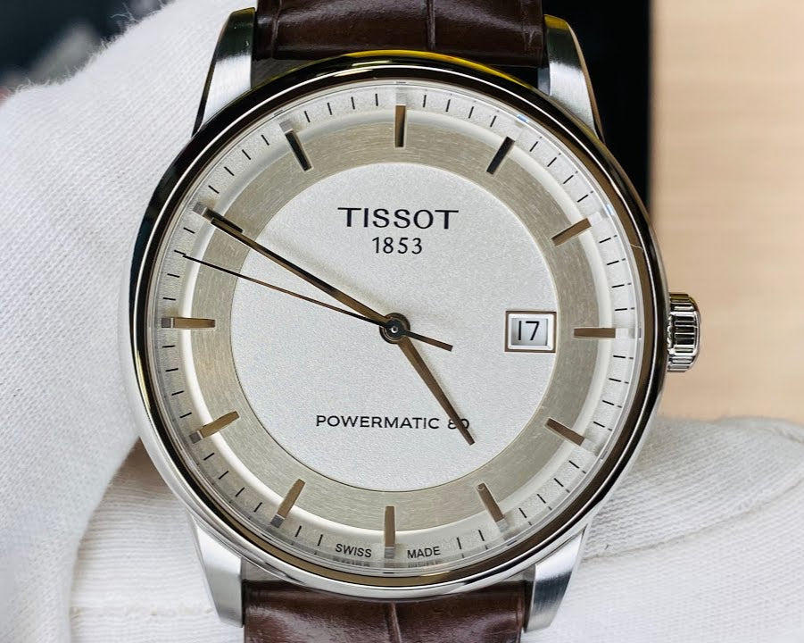  Shop Authentic Tissot Luxury Powermatic 80 Silver Dial Brown Leather Strap Watch For Men - T086.407.16.031.00 - Luxxuri