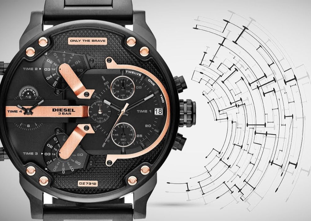  Shop Authentic Diesel Big Daddy Black Dial Black Steel Strap Watch For Men - DZ7312 - Luxxuri
