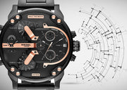  Shop Authentic Diesel Big Daddy Black Dial Black Steel Strap Watch For Men - DZ7312 - Luxxuri