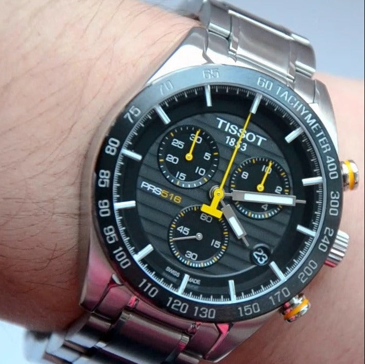  Shop Authentic Tissot PRS 516 Chronograph Black Dial Silver Steel Strap Watch For Men - T100.417.11.051.00 - Luxxuri