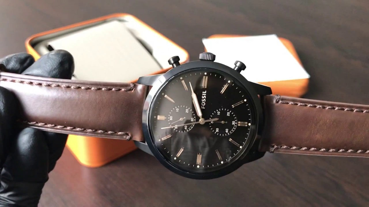  Shop Authentic Fossil Townsman Chronograph Black Dial Brown Leather Strap Watch for Men - FS5437 - Luxxuri