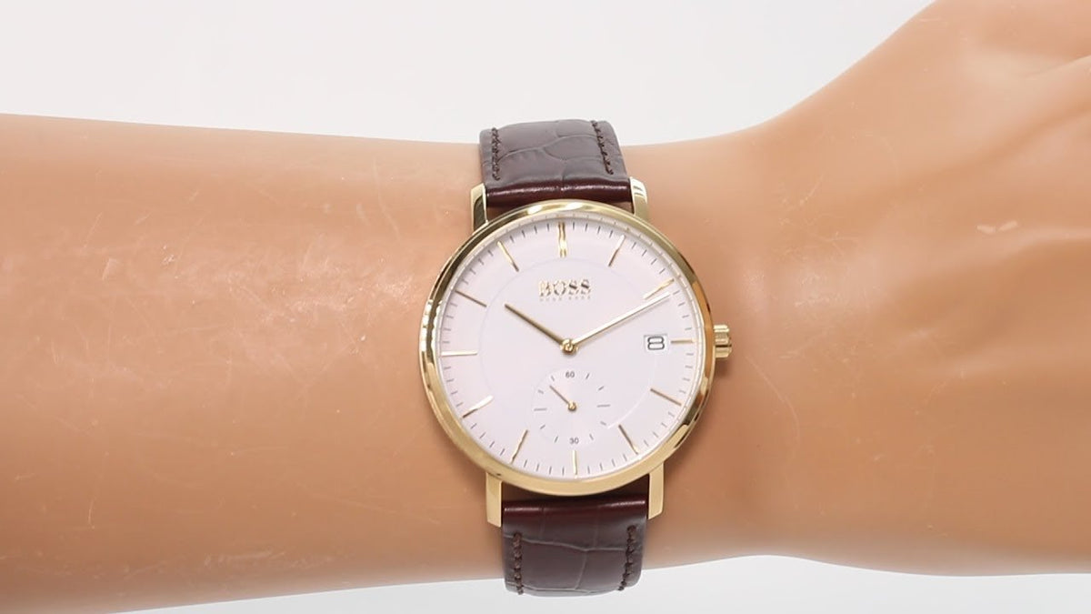  Shop Authentic Hugo Boss Corporal White Dial Brown Leather Strap Watch for Men - 1513640 - Luxxuri