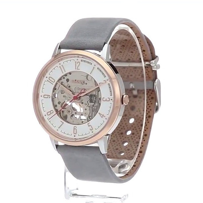  Shop Authentic Fossil Vintage Muse Automatic Skeleton White Dial Grey Leather Strap Watch for Women - ME3131 - Luxxuri