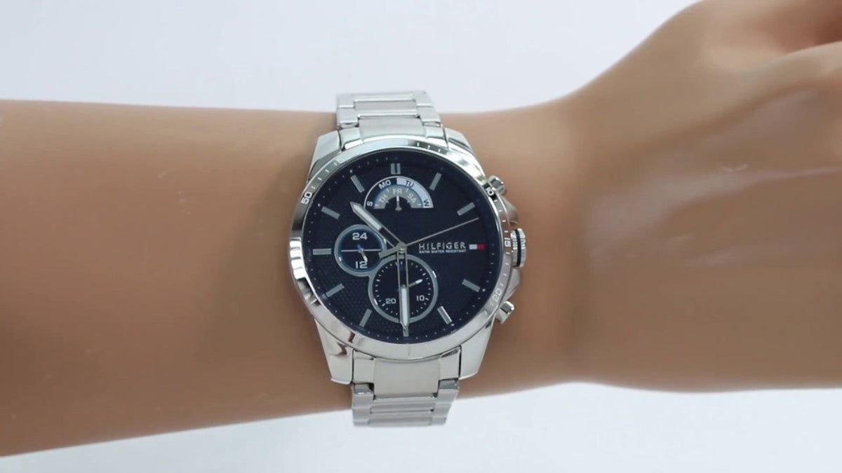 Shop Authentic Tommy Hilfiger Decker Quartz Blue Dial Silver Steel Strap Watch for Men - 1791348 - Luxxuri
