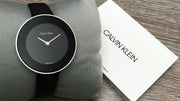  Shop Authentic Calvin Klein Chic Black Dial Black Leather Strap Watch for Women - K7N23CB1 - Luxxuri