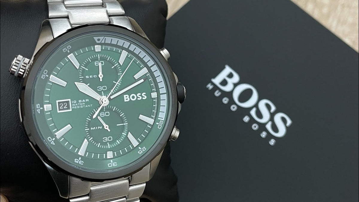  Shop Authentic Hugo Boss Globetrotter Green Dial Silver Steel Strap Watch for Men - 1513930 - Luxxuri