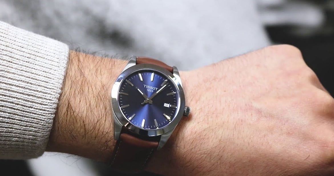  Shop Authentic Tissot Gentleman Blue Dial Brown Leather Strap Watch For Men - T127.410.16.041.00 - Luxxuri