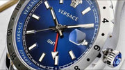  Shop Authentic Versace Hellenyium GMT Blue Dial Silver Steel Strap Watch for Men - V11010015 - Luxxuri